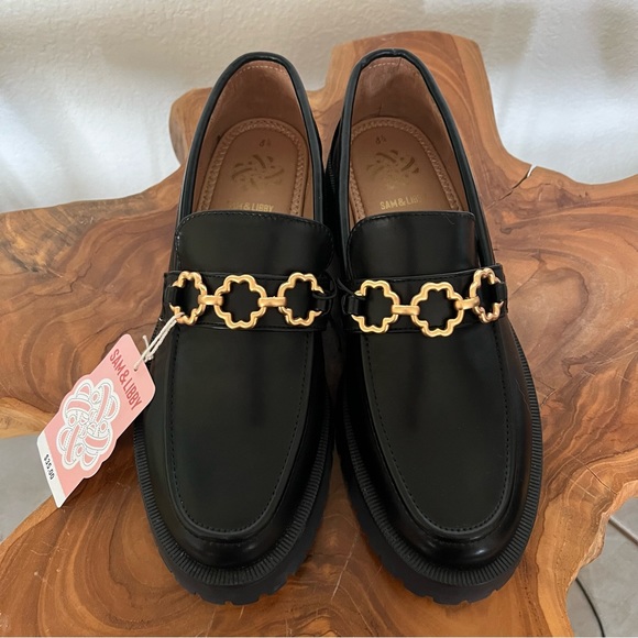 NWT Sam & Libby Black Platform Lug-Sole Loafers - Picture 2 of 6